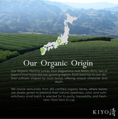 Kiyo Matcha small batch label signals freshness and quality you can taste.