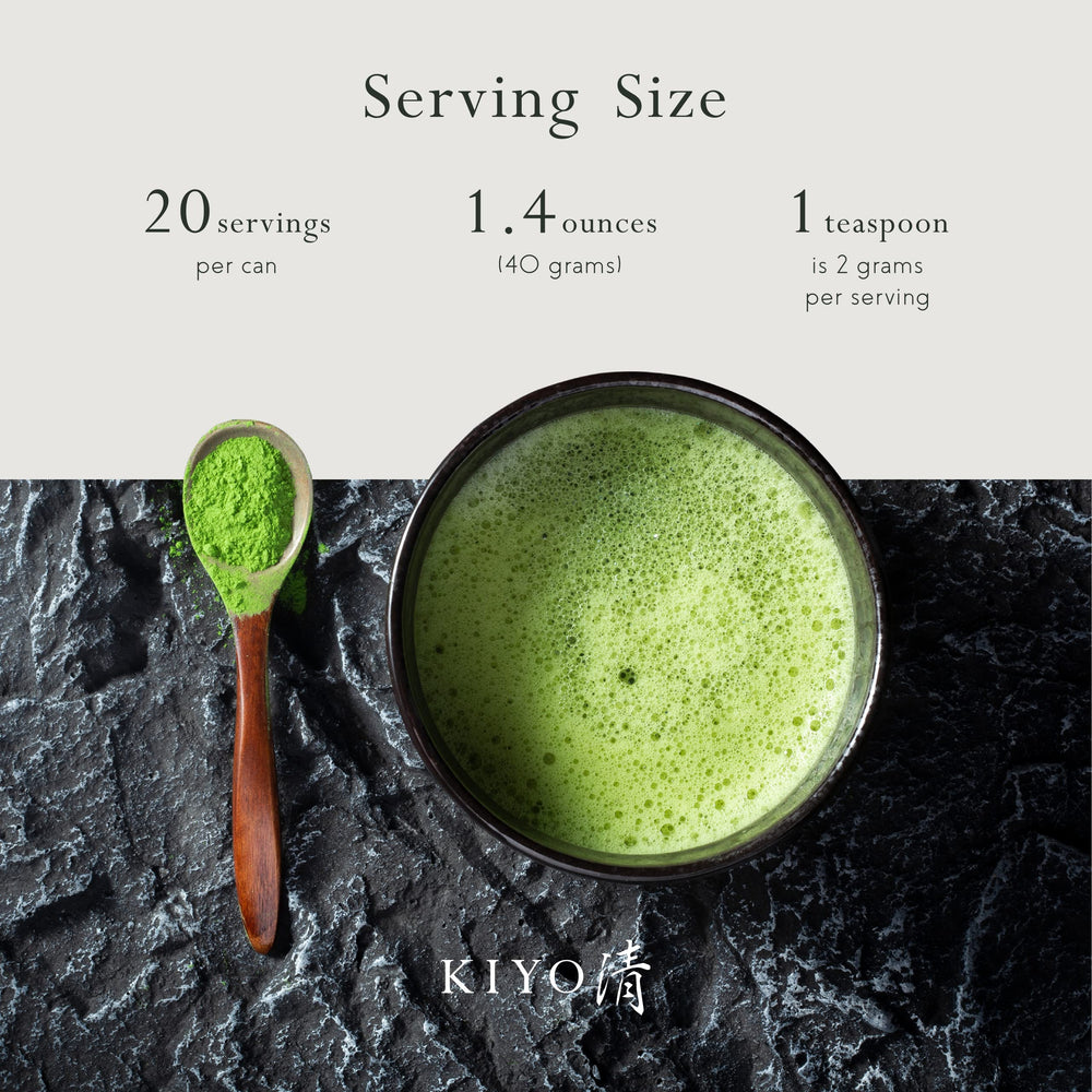 Kiyo Matcha tin packaging close-up emphasizing airtight freshness for premium use