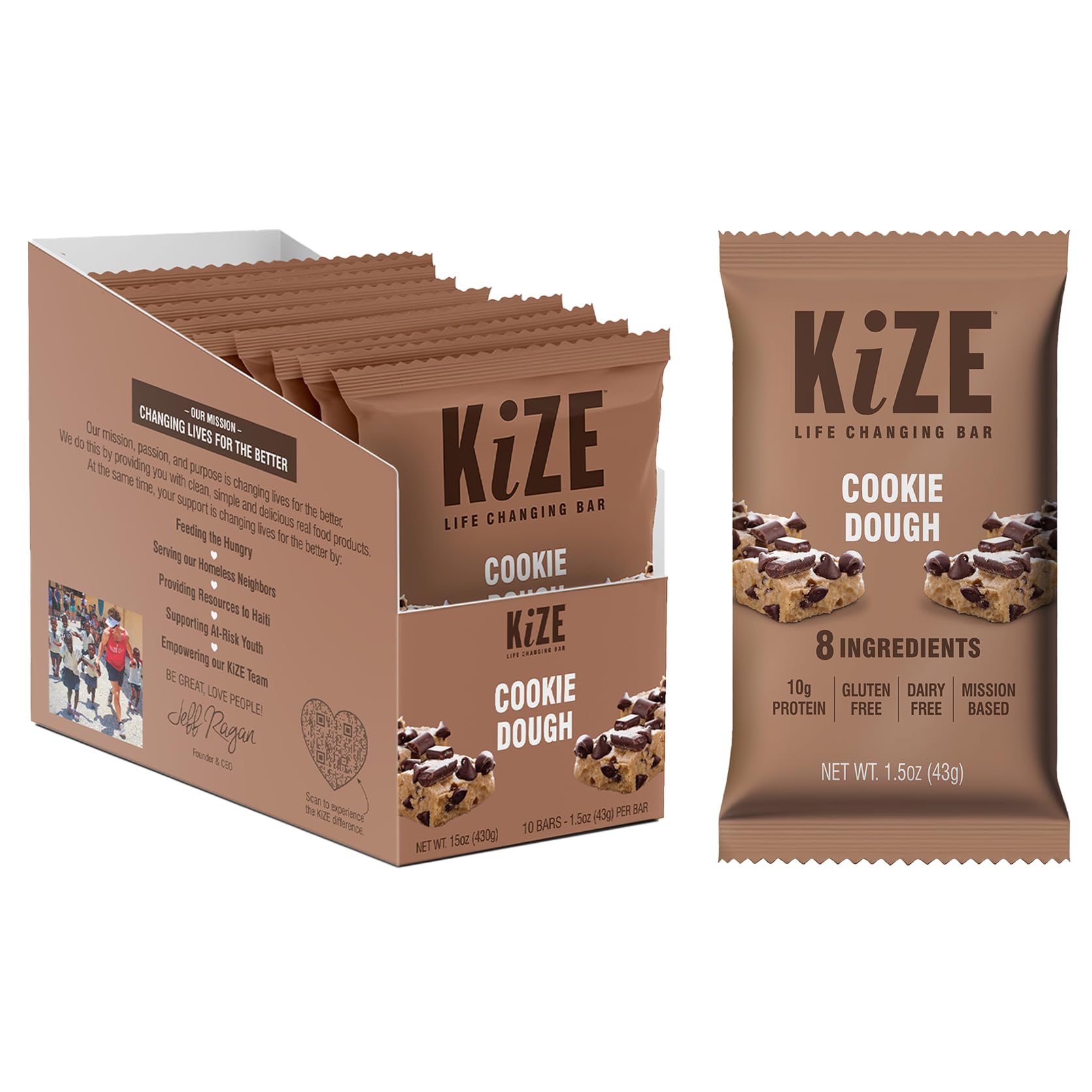KiZE Cookie Dough bars gluten-free, ideal for a quick protein snack