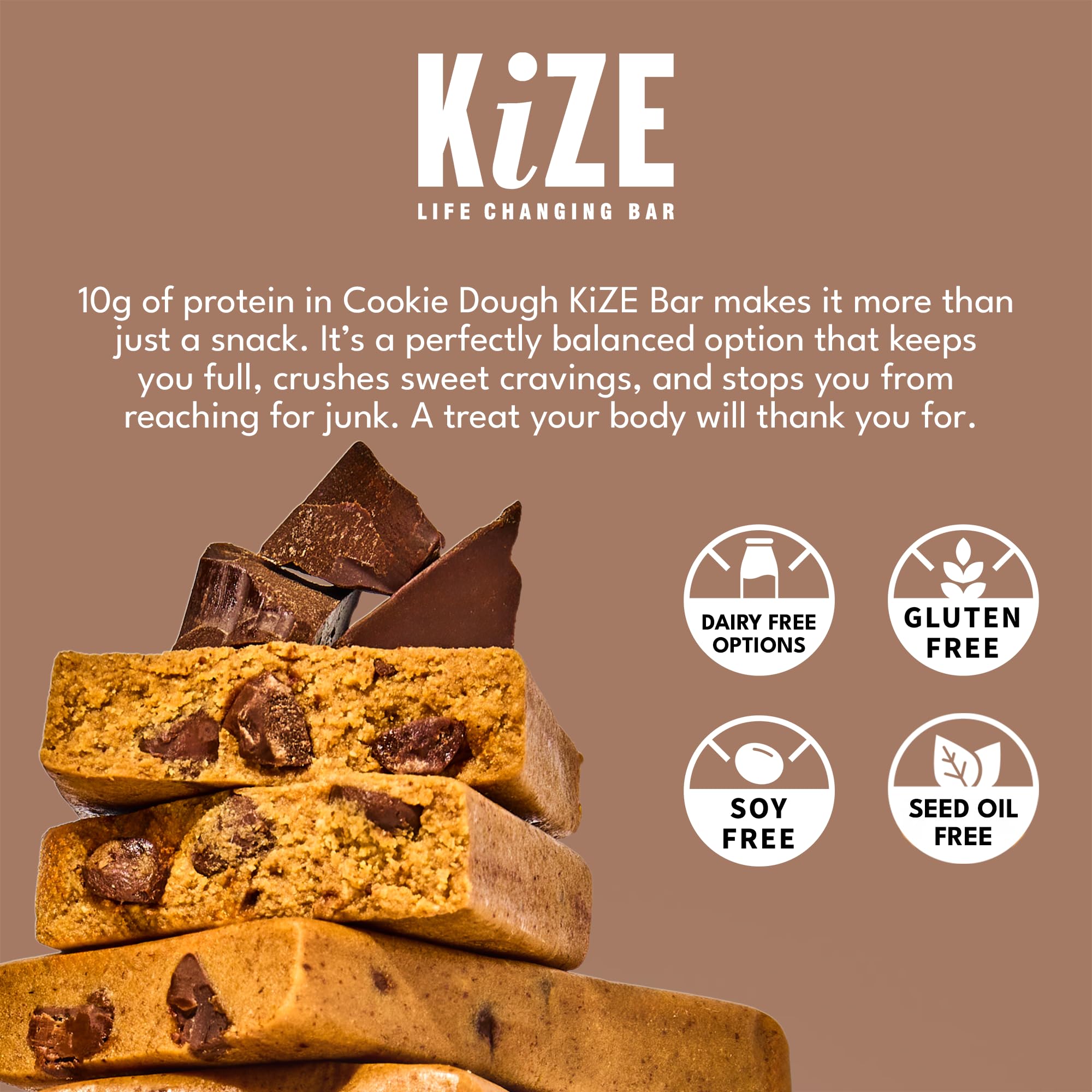 KiZE Cookie Dough bars are great as an on-the-go snack for busy days