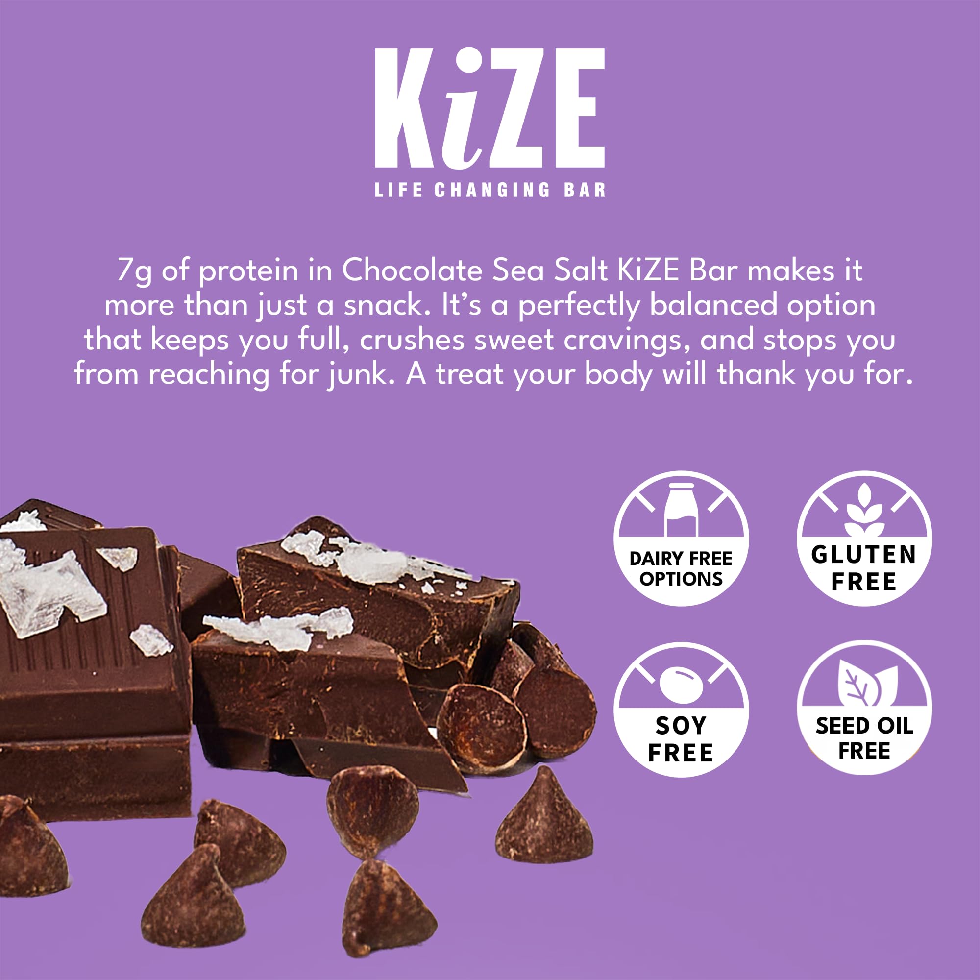 KiZE Energy Bar Chocolate Sea Salt stored in fridge to emphasize dessert-like taste when cold.