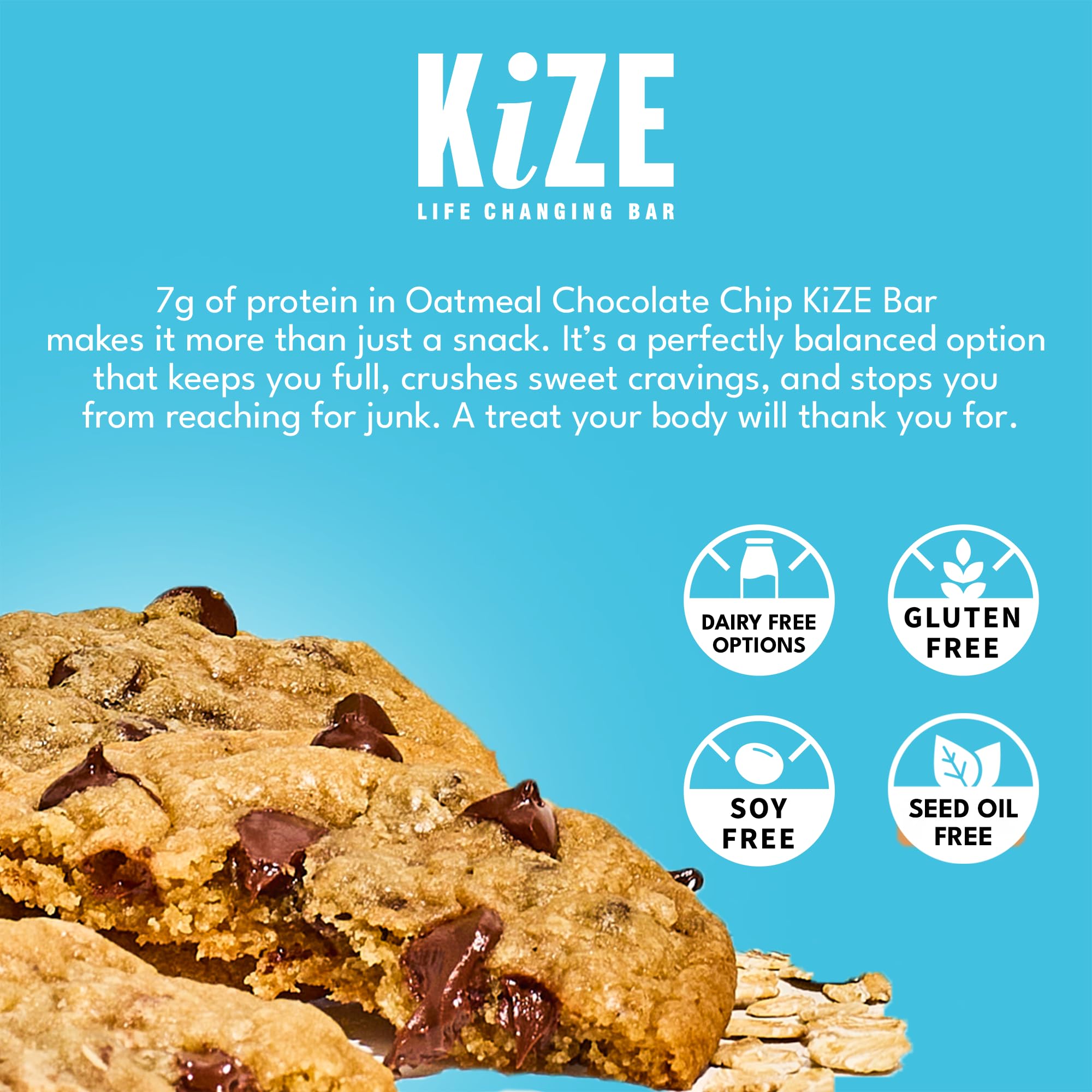 KiZE Energy Bar nut butter detail highlights clean ingredients.