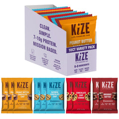 KiZE Energy Bars best sellers front view highlights clean on the go protein snacks.