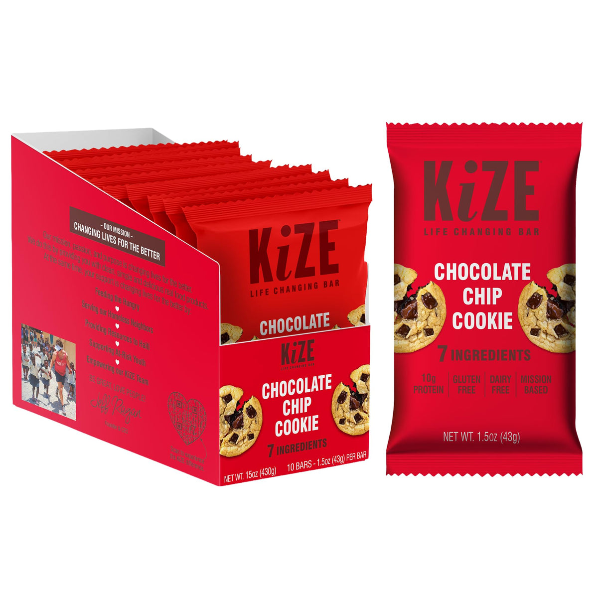 KiZE Chocolate Chip Cookie bar close up showing almond butter texture for sustained energy