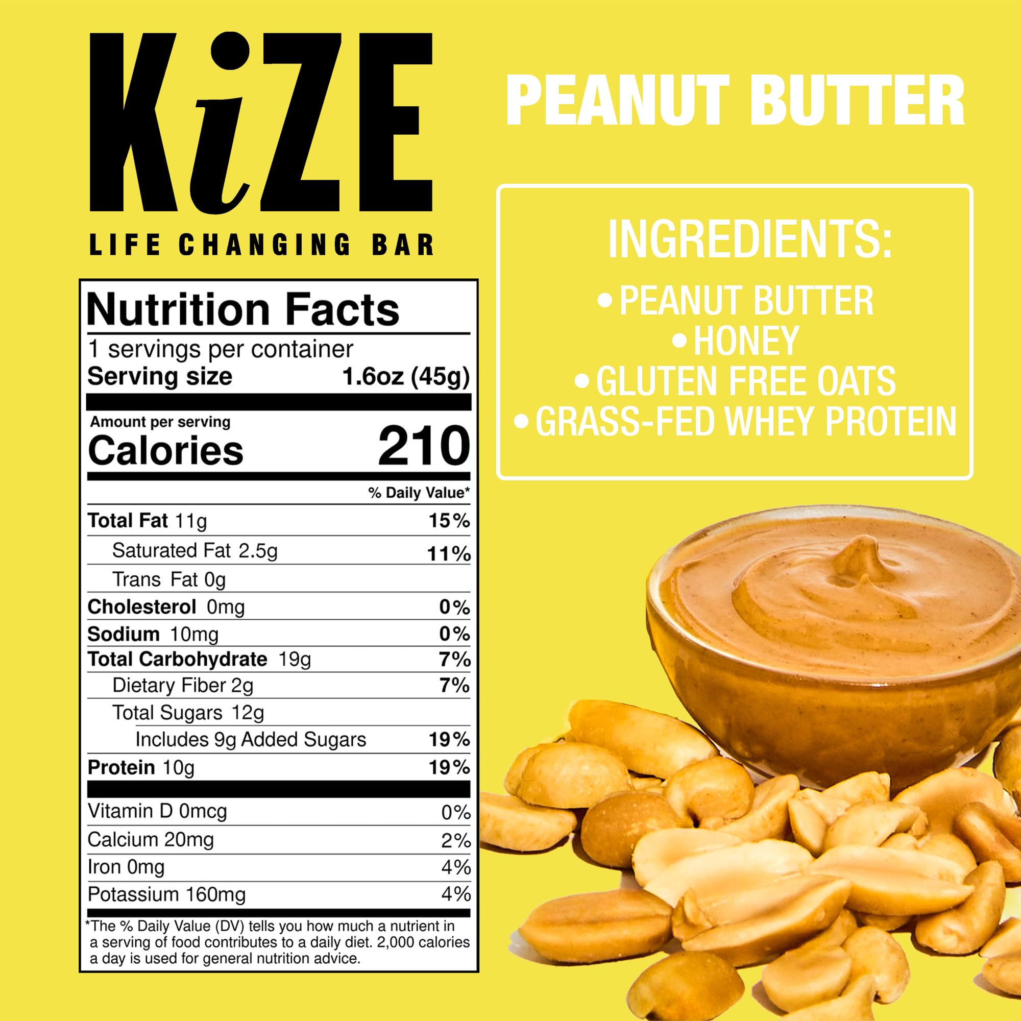KiZE Energy Bars Peanut Butter bar close-up showing creamy texture and protein-rich bite