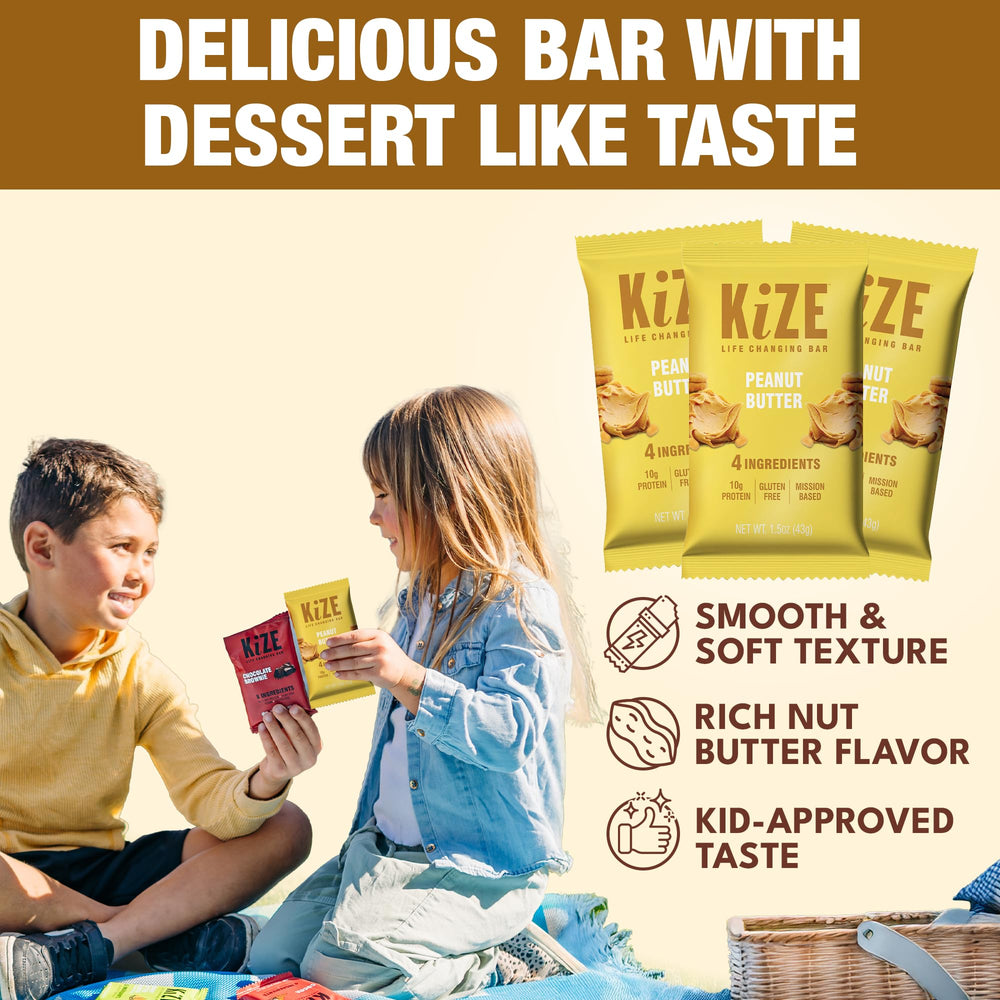 KiZE Energy Bars Peanut Butter ingredient list emphasizing simple, gluten-free recipe