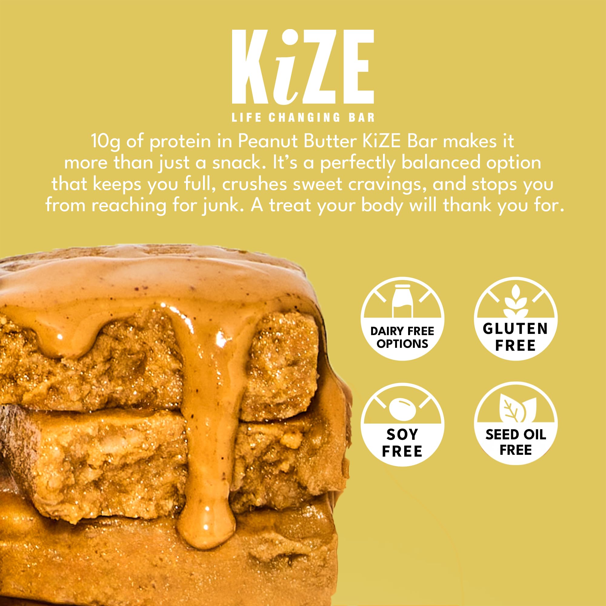 KiZE Peanut Butter bar ready for travel or gym bag with convenient packaging