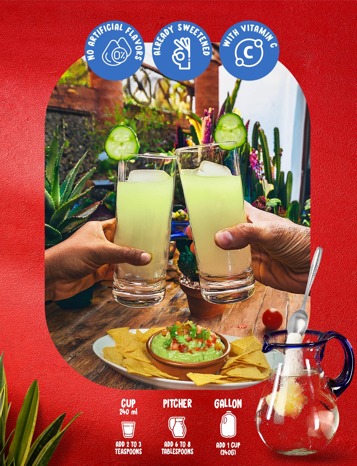 Klass Aguas Frescas cucumber limeade glass ready to pour and enjoy.