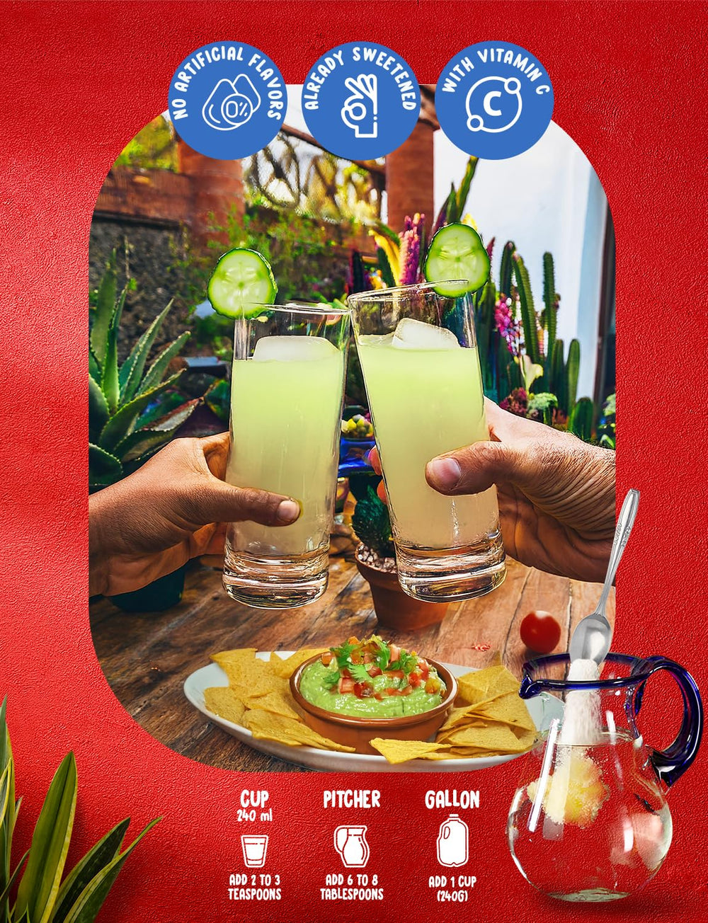 Klass Aguas Frescas cucumber limeade glass ready to pour and enjoy.