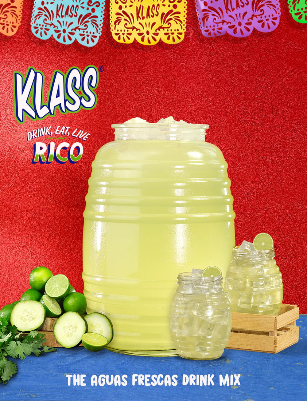 Klass Aguas Frescas reseal pouch highlighting freshness and storage convenience.