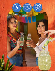 Klass Aguas Frescas cucumber-limeade dissolving in water for a refreshing drink.