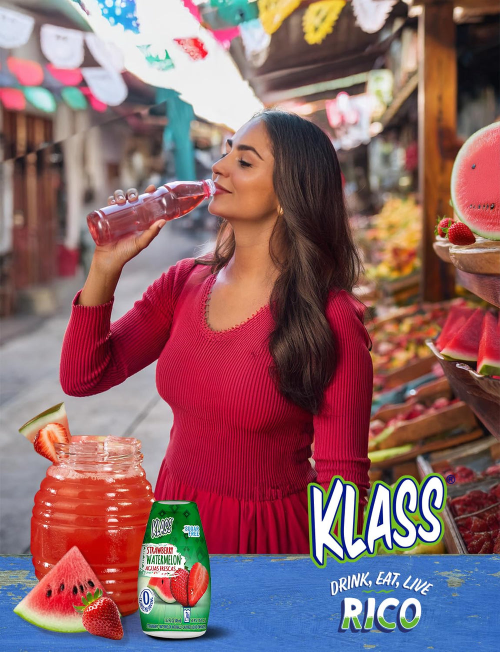 Klass Aguas Frescas glass with added flavor from the drops