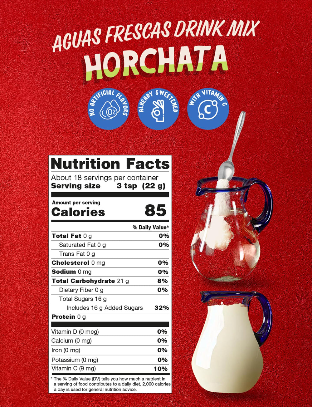Klass Aguas Frescas horchata mix poured into a glass for a naturally flavored drink.