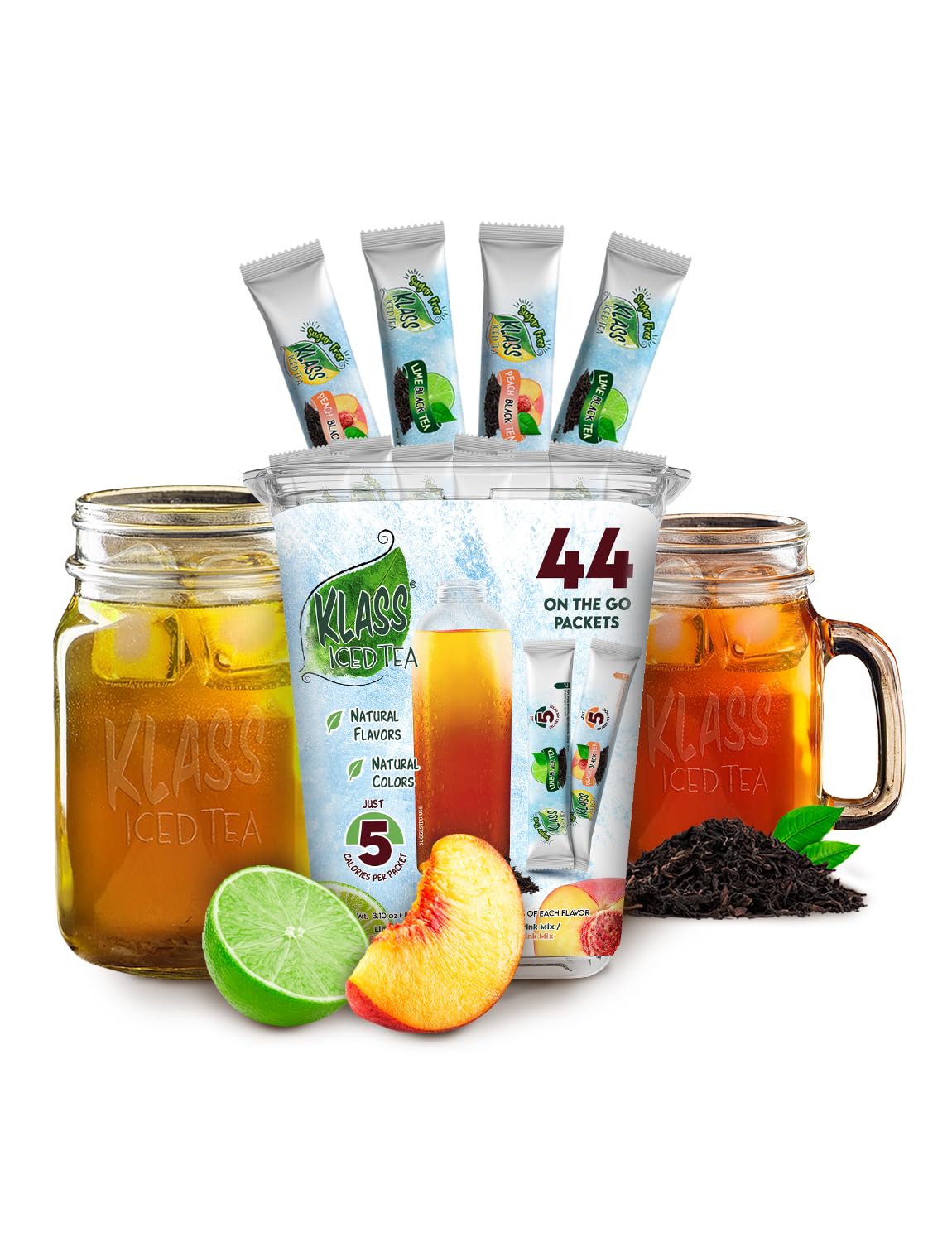 Klass Iced Tea Variety Pack Peach Lime for on-the-go hydration