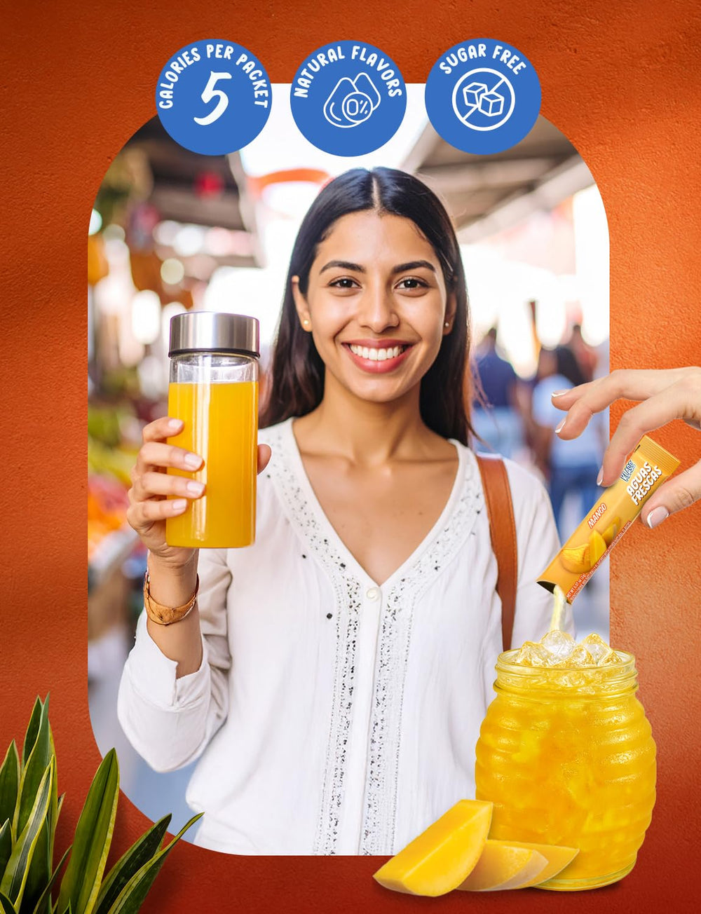 Mango flavor dissolving in water from Klass Aguas Frescas for a refreshing sip.