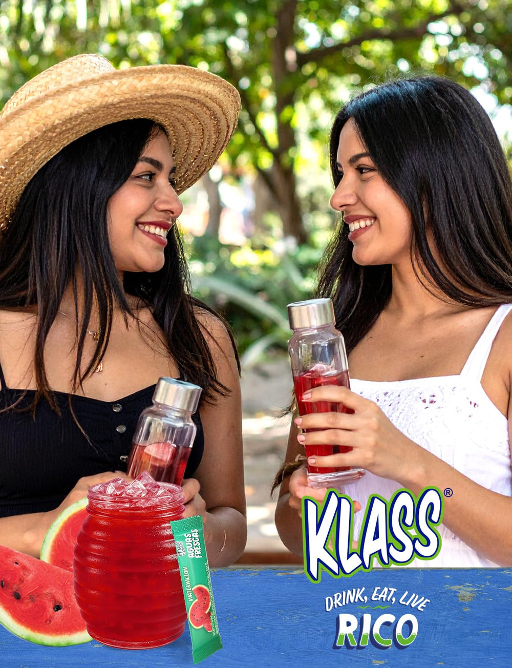 Klass Aguas Frescas natural flavors label emphasizing no artificial colors.