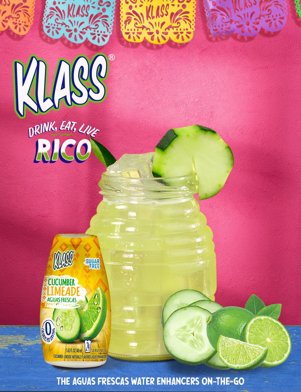 Klass Aguas Frescas squeeze-top close-up for convenient on-the-go hydration.