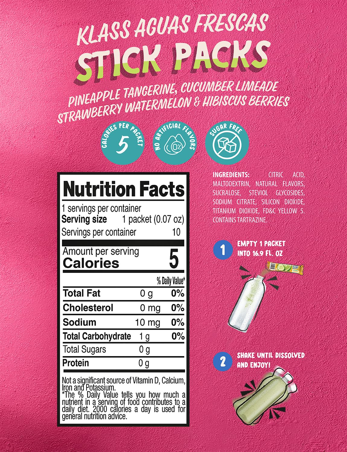 Klass Aguas Frescas stick packets open, ready for on-the-go flavor.