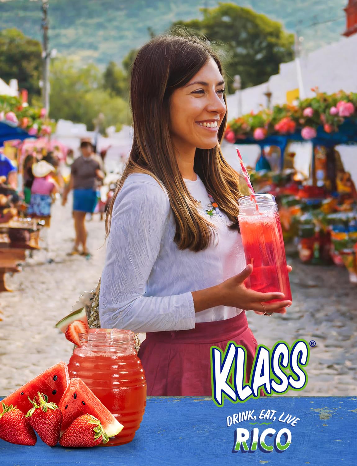 Klass Aguas Frescas on-the-go stick pack in a gym bag for hydration.