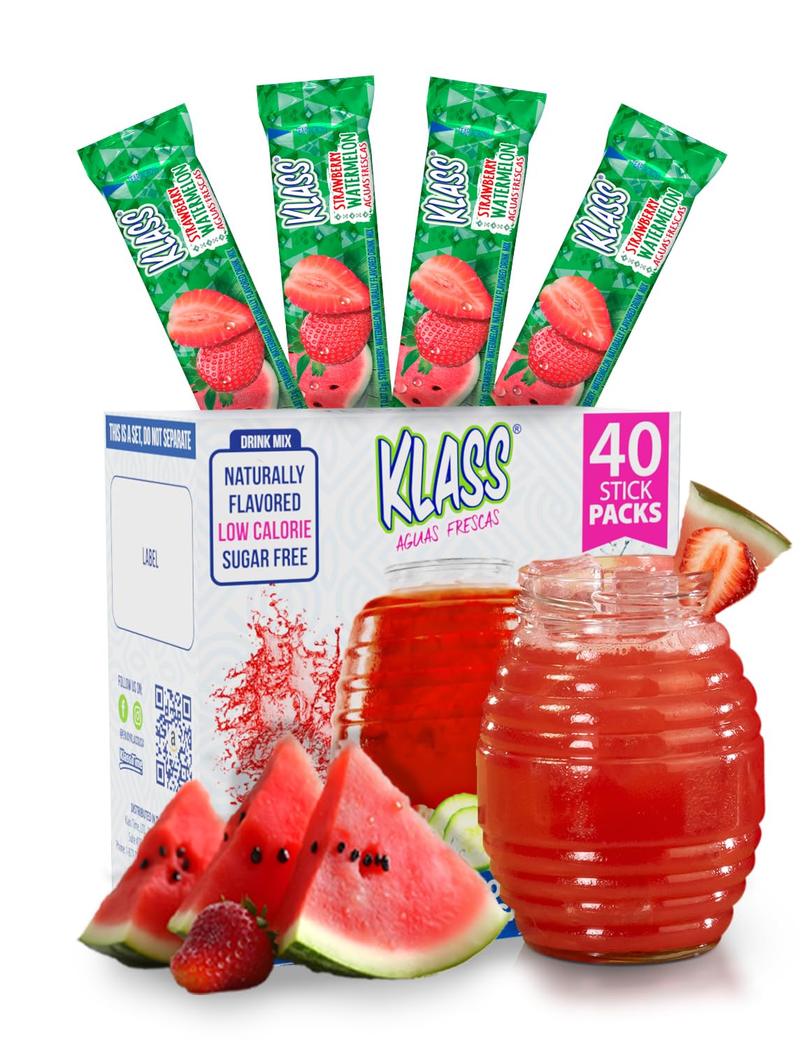 Klass Aguas Frescas stick pack front view for on-the-go refreshment.