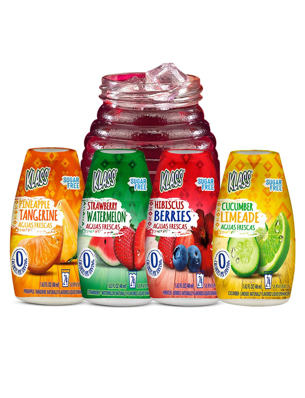Klass Aguas Frescas bottle front view, portable zero-sugar flavor enhancer.