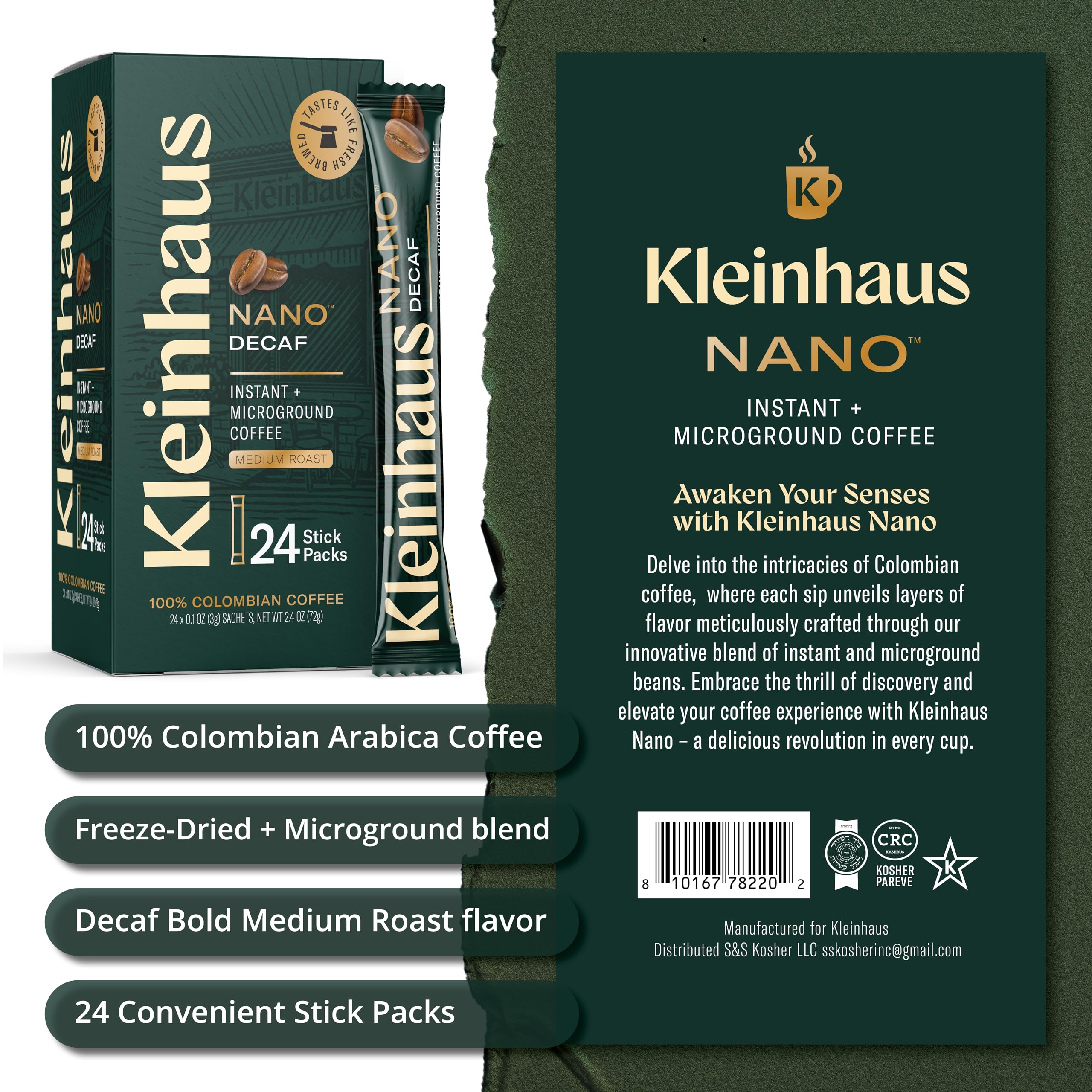 Kleinhaus Single-Serve Packets deliver fast, consistent coffee anytime.