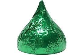 KLICKERS chocolate close-up with green-silver foil wrappers for festive treats