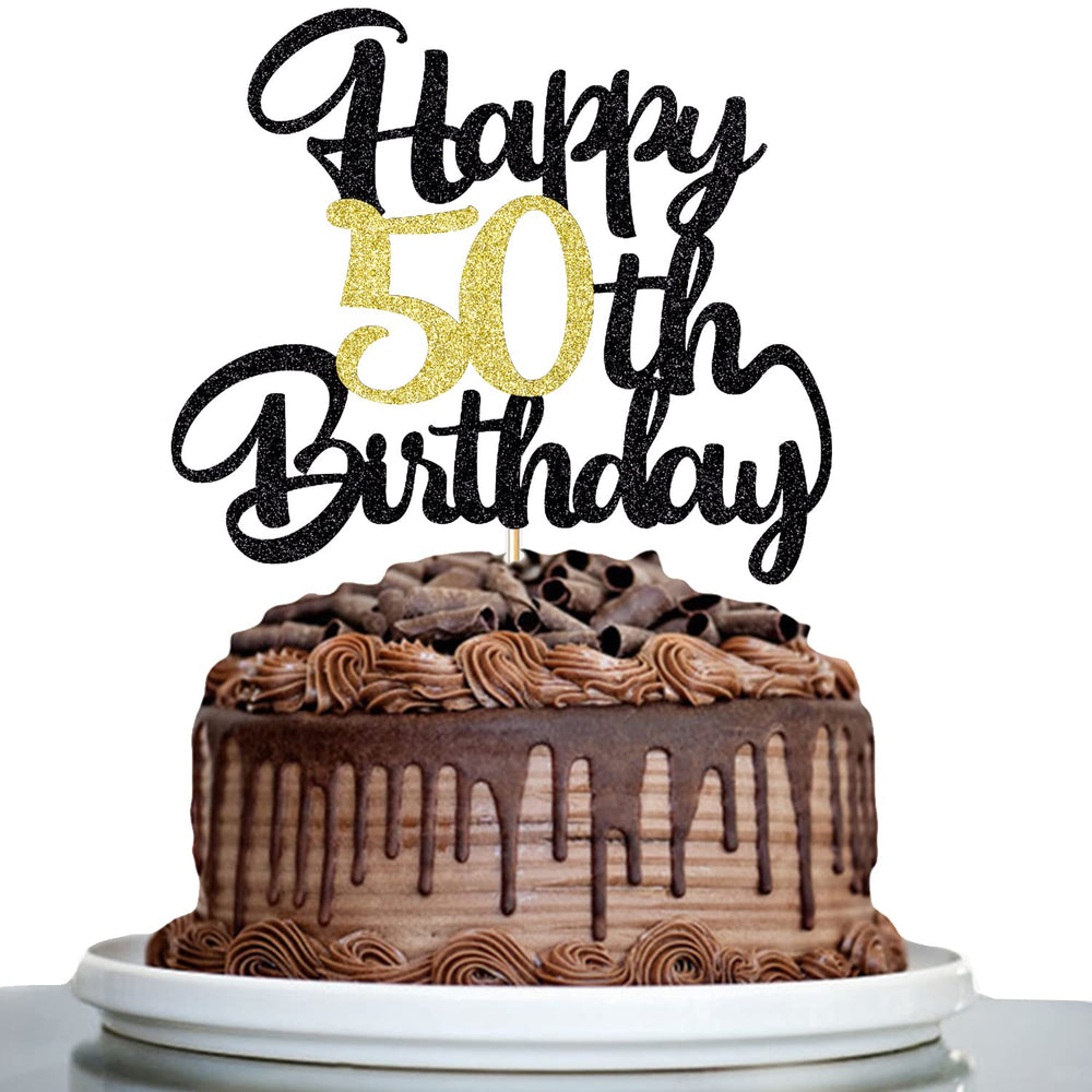 Klionjor black-gold cake topper adds elegant shine to celebrations
