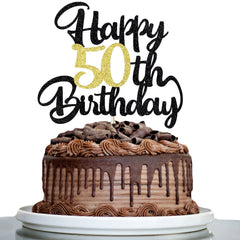 Klionjor black-gold cake topper adds elegant shine to celebrations