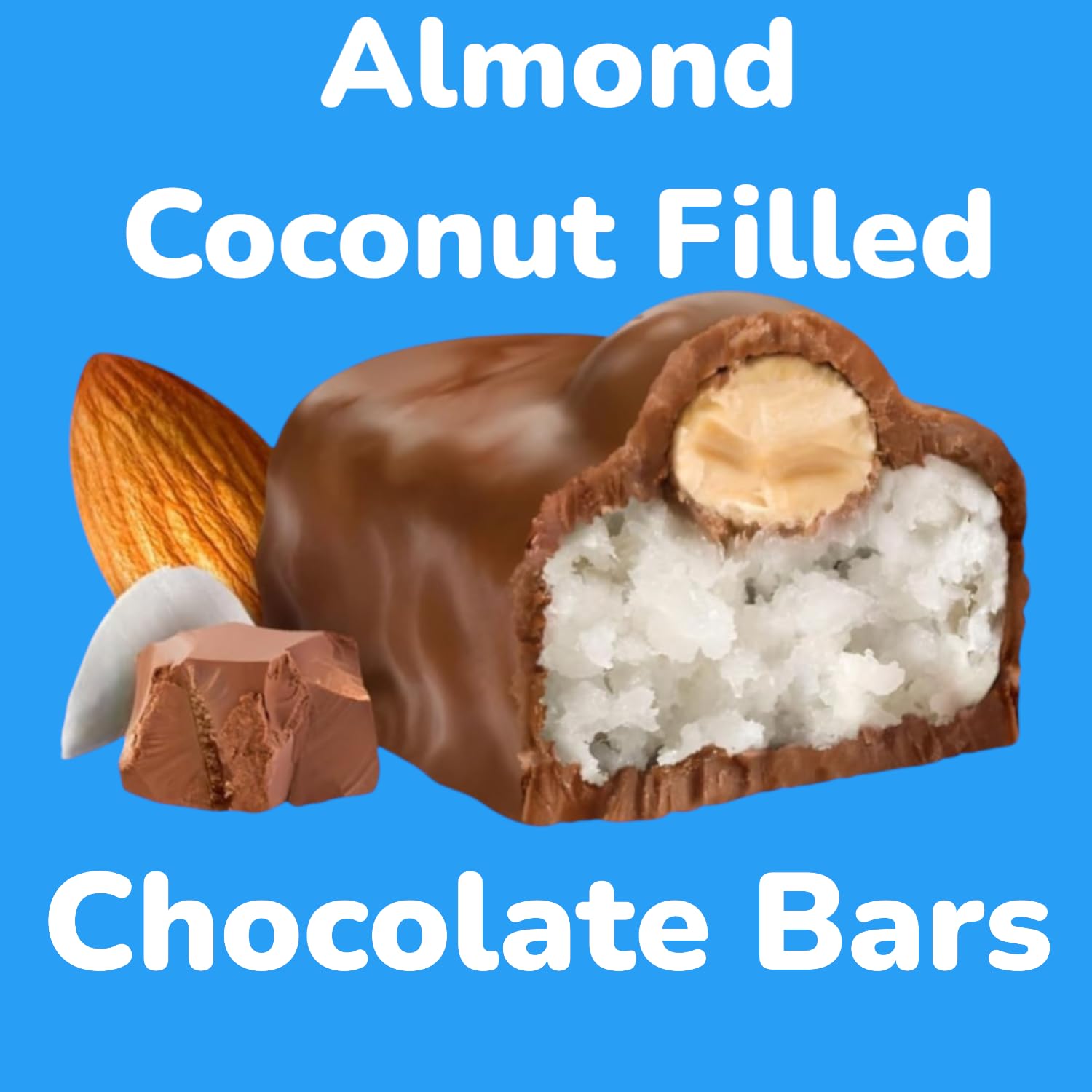 KLUB BULK almond coconut chocolate bar with crunch in every bite.
