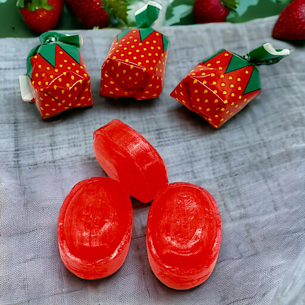 KLUB BULK individually wrapped strawberry candies maintain freshness for on the go enjoyment.