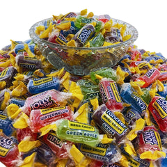 Close-up of individually wrapped Jolly Ranchers emphasizing freshness and convenience.