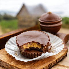 KLUB BULK stevia-sweetened dark chocolate peanut butter cup offers sugar-free pleasure
