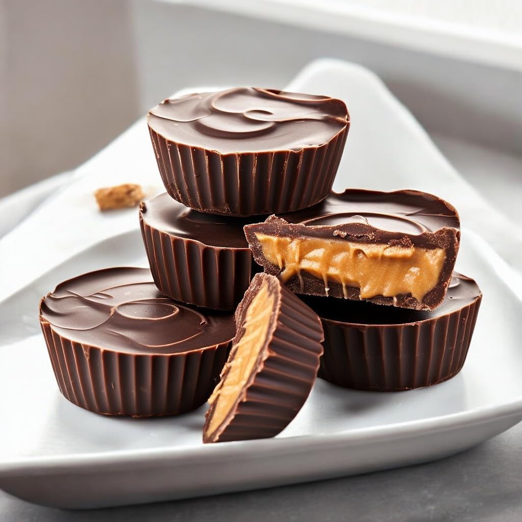 KLUB BULK sugar-free dark chocolate peanut butter cup close-up highlights creamy peanut center