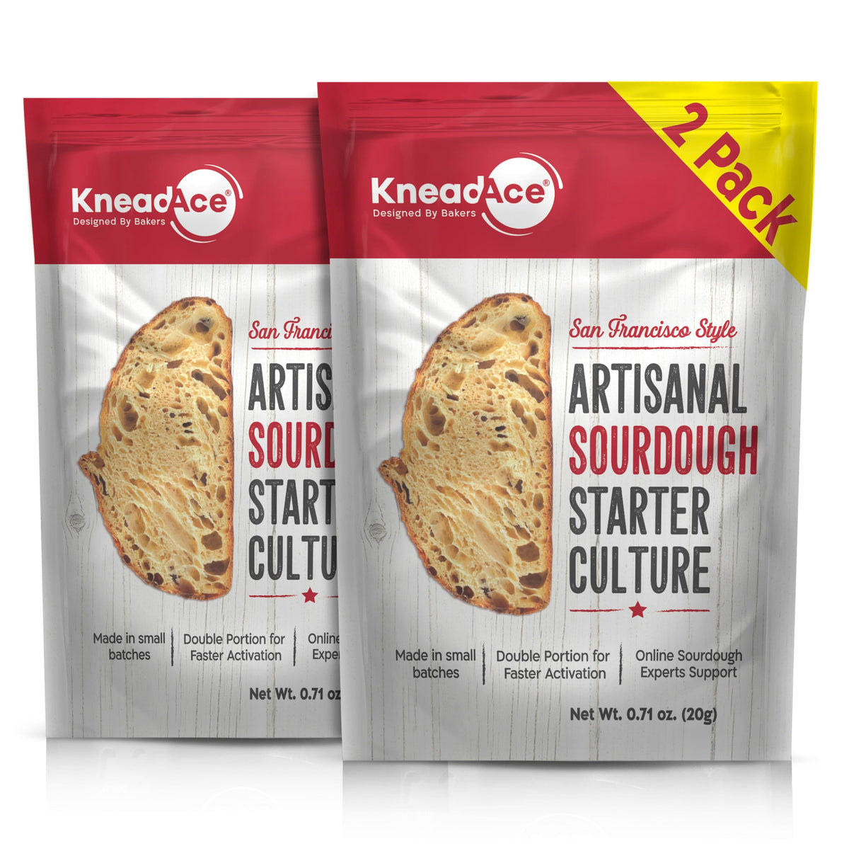 KneadAce sourdough starter dehydrated pack enables quick activation and rich flavor.