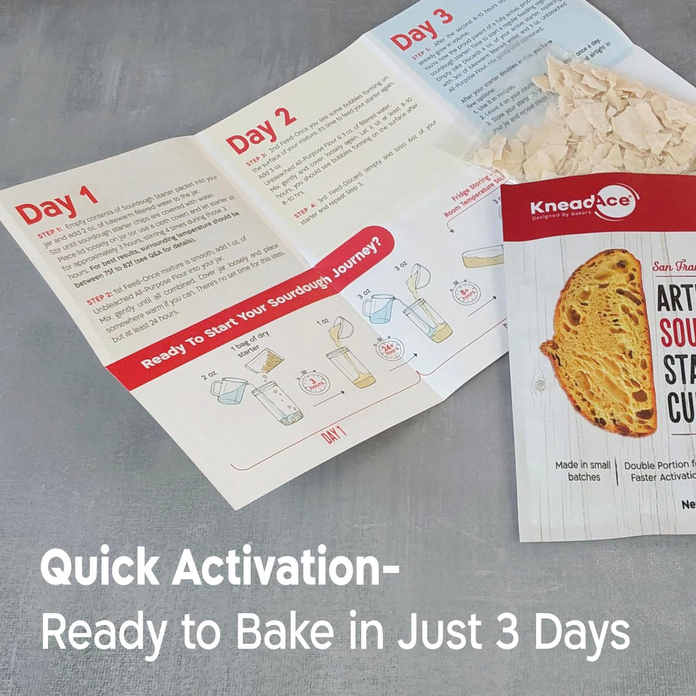 KneadAce ingredients label showcases natural, non-GMO components for transparent sourdough.