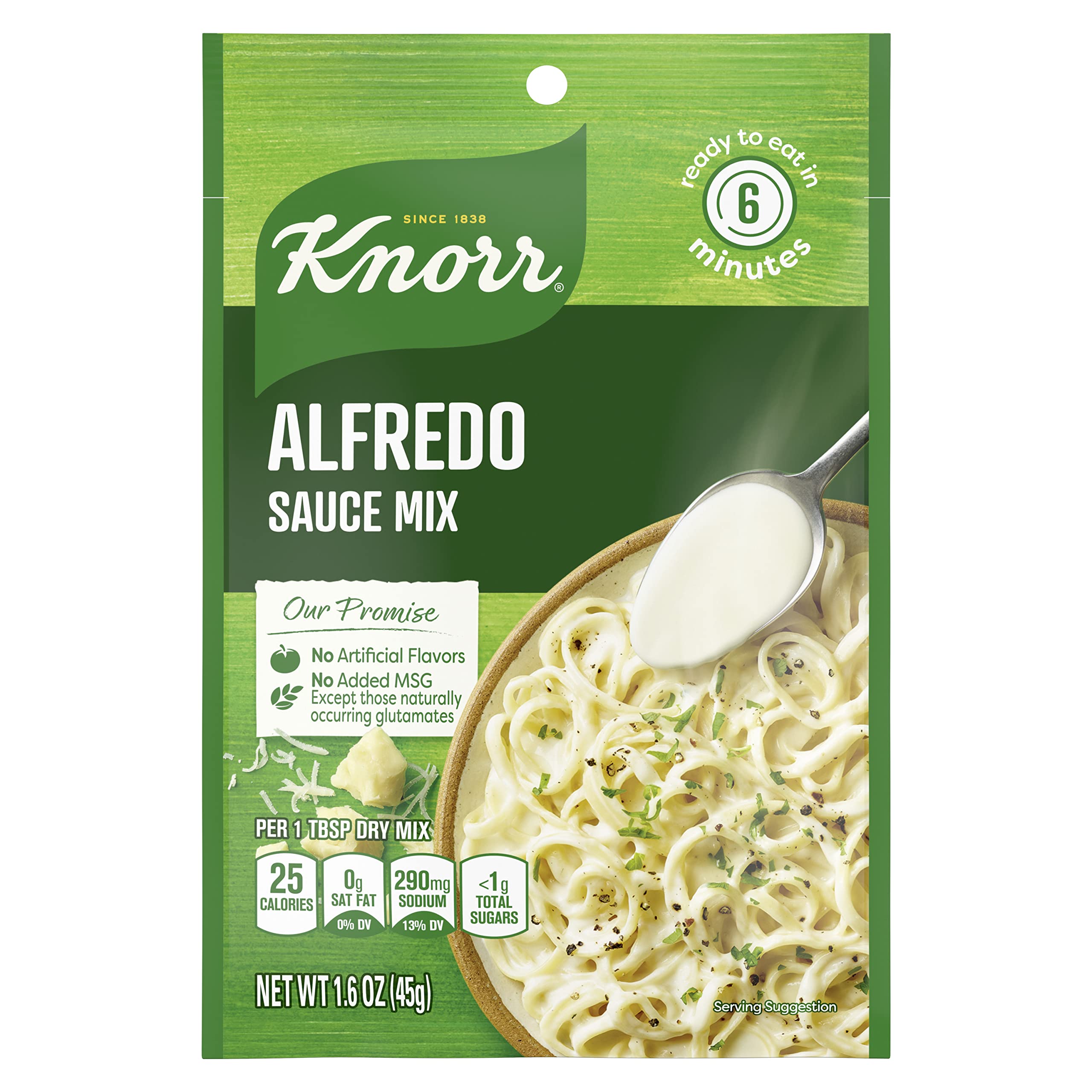 Knorr Alfredo Sauce Mix box front for quick weeknight meals.