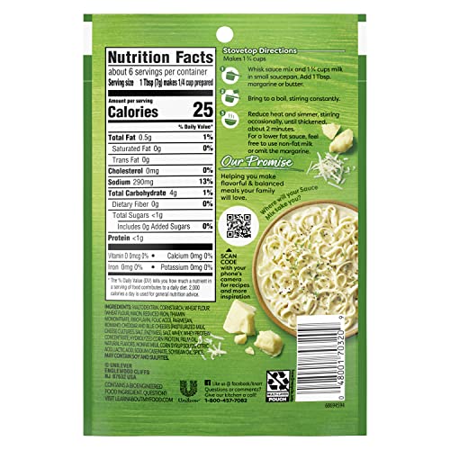 Knorr Alfredo Sauce Mix packaging close-up highlighting creamy flavor and no artificial flavors.