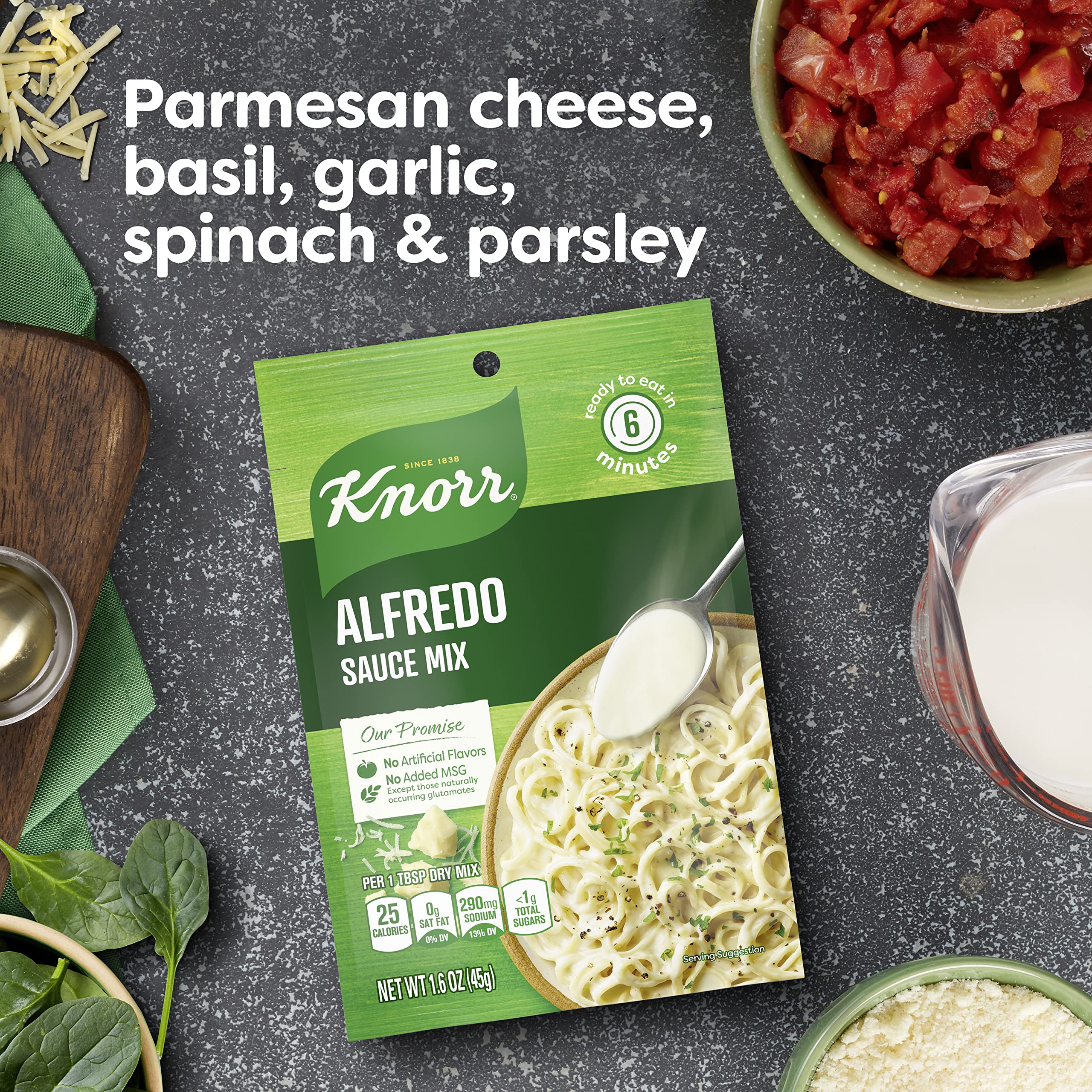 Knorr Alfredo Sauce Mix simmering on the stove to create velvety sauce.