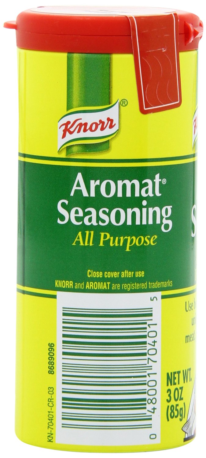 Meal prep scene shows Knorr Aromat Seasoning ready to flavor.