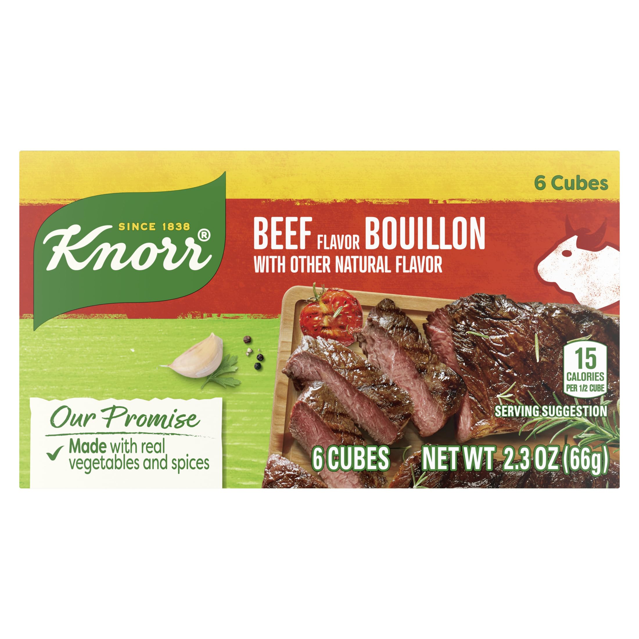 Knorr beef bouillon cube close-up showing textured surface for rich flavor