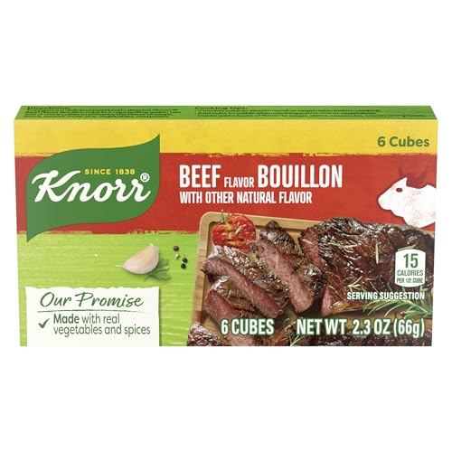 Packaging of Knorr beef bouillon cubes highlighting the six-cube bundle