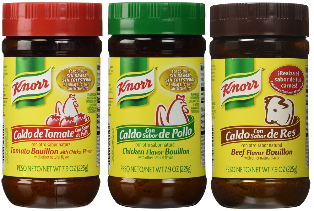 Knorr bouillon bundle: chicken, beef, and tomato flavors for quick, flavorful bases.