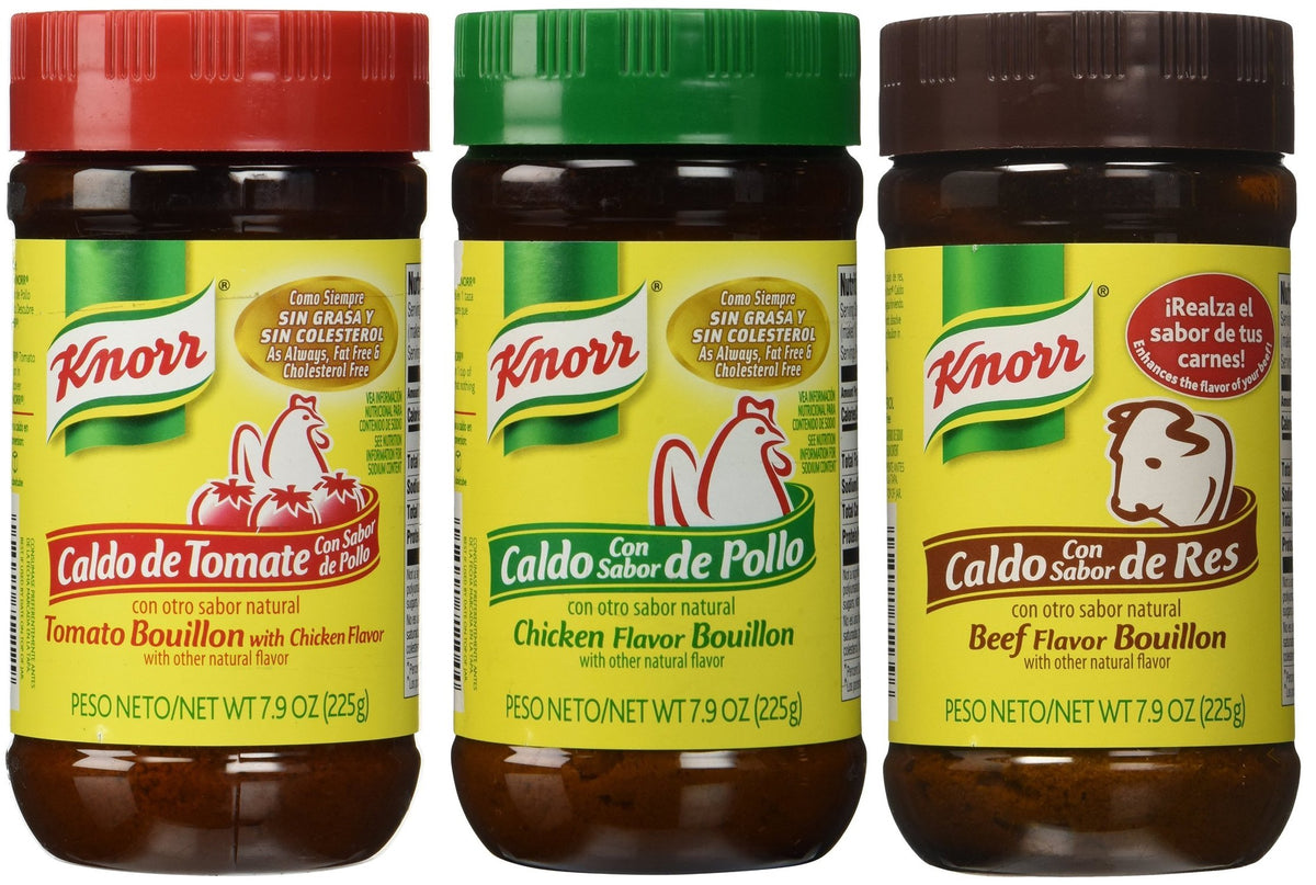 Knorr bouillon bundle: chicken, beef, and tomato flavors for quick, flavorful bases.