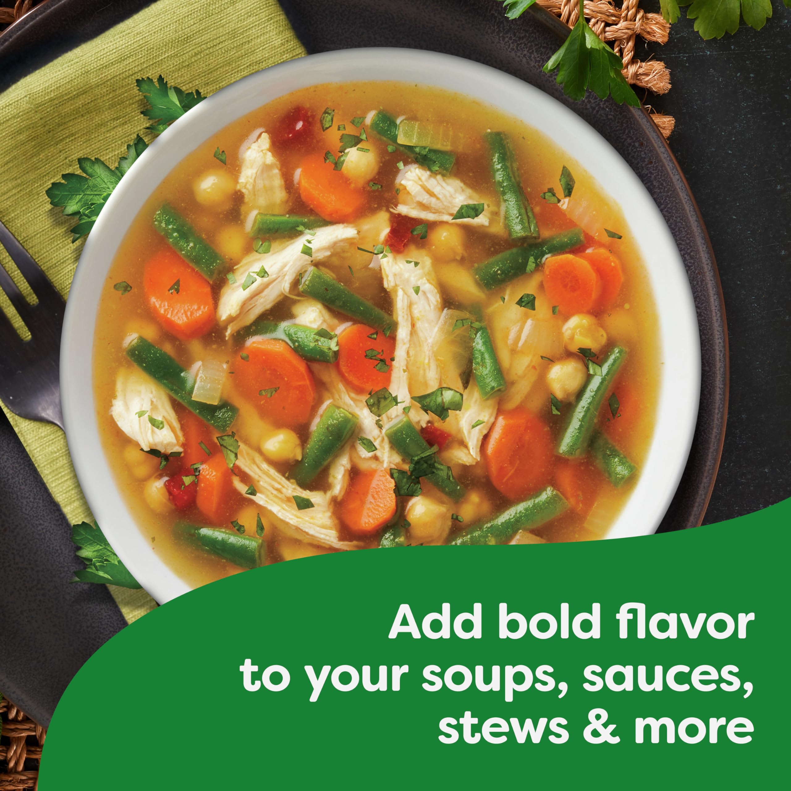 Knorr Bouillon Cubes in a soup bowl illustrates rich flavor in a dish.