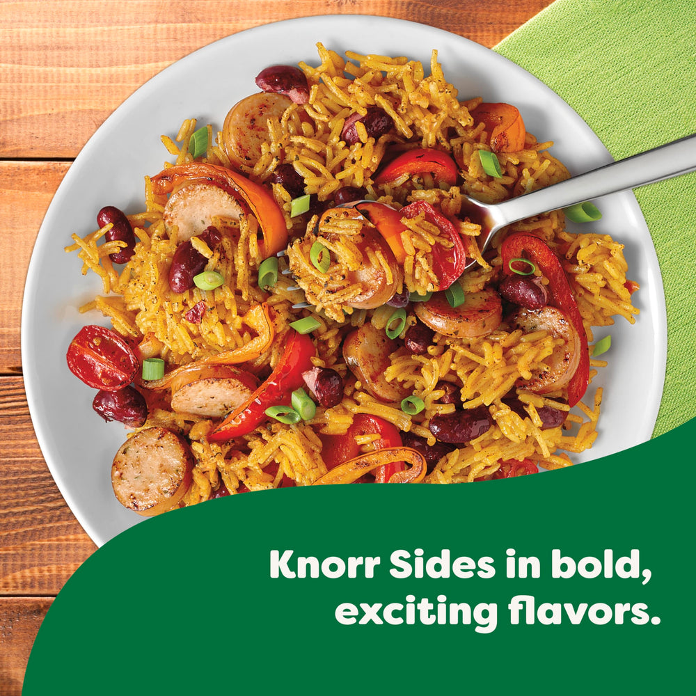Knorr Cajun Chicken Flavored Side Meal box highlights convenient pantry-friendly option.