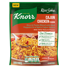 Knorr Cajun Chicken Flavored Side Meal packaging highlights a convenient 5.8 oz size.