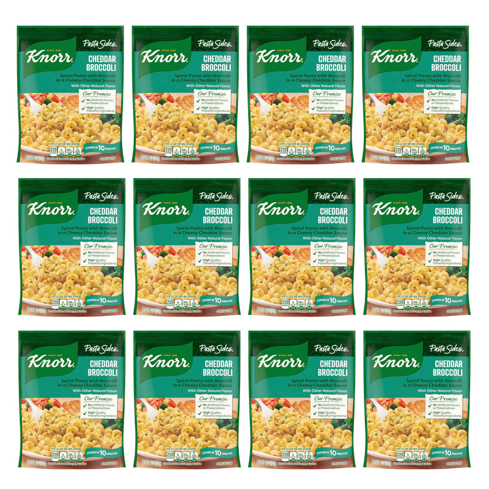 Knorr Cheddar Broccoli Pasta cook scene, seven-minute meal base.