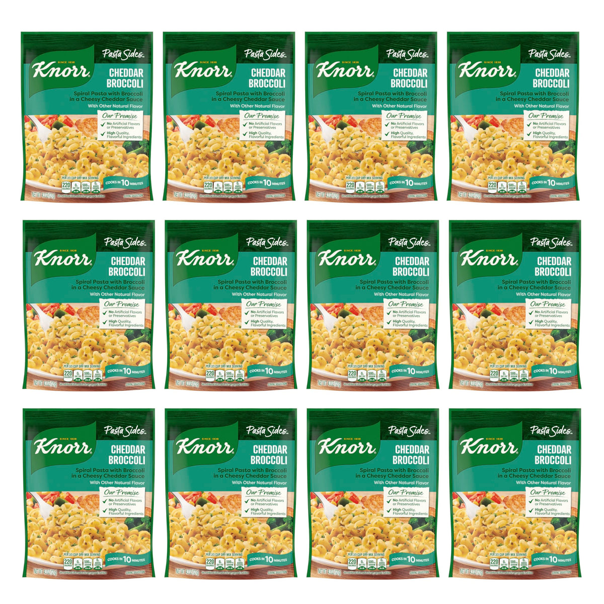 Knorr Cheddar Broccoli Pasta cook scene, seven-minute meal base.