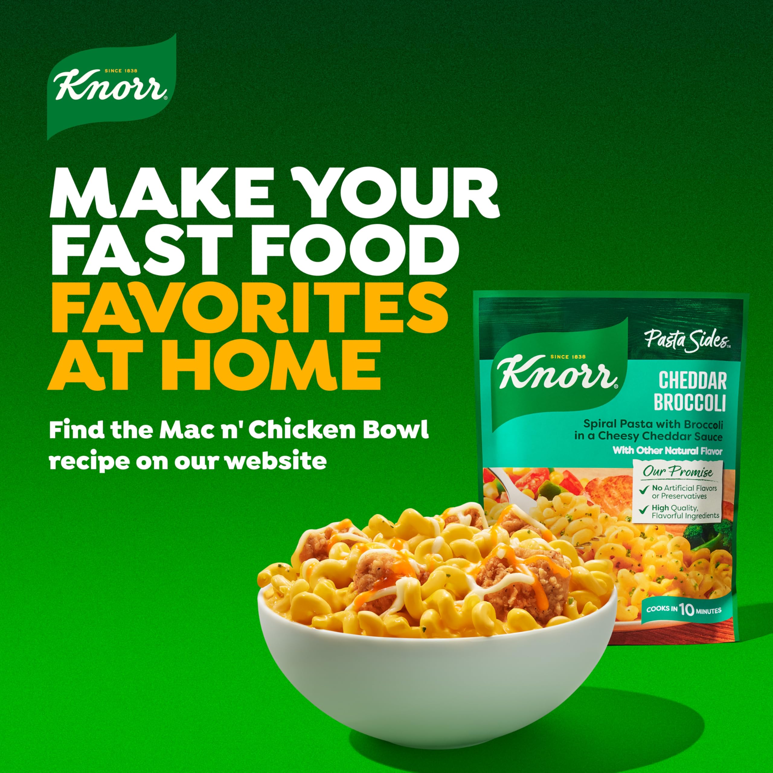 Knorr Cheddar Broccoli Pasta serving plate, family dinner idea.